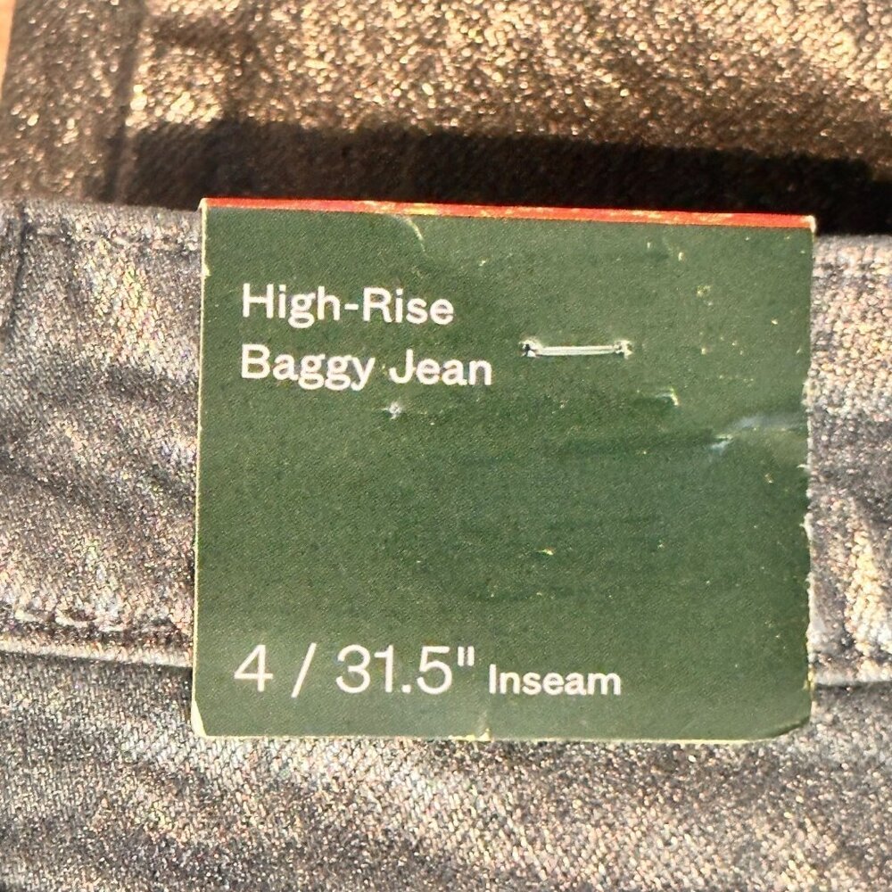 NWT Wild Fable High-Rise Baggy Jeans Womens 4 Dark Gray Silver Metallic  Disco - Picture 6 of 7